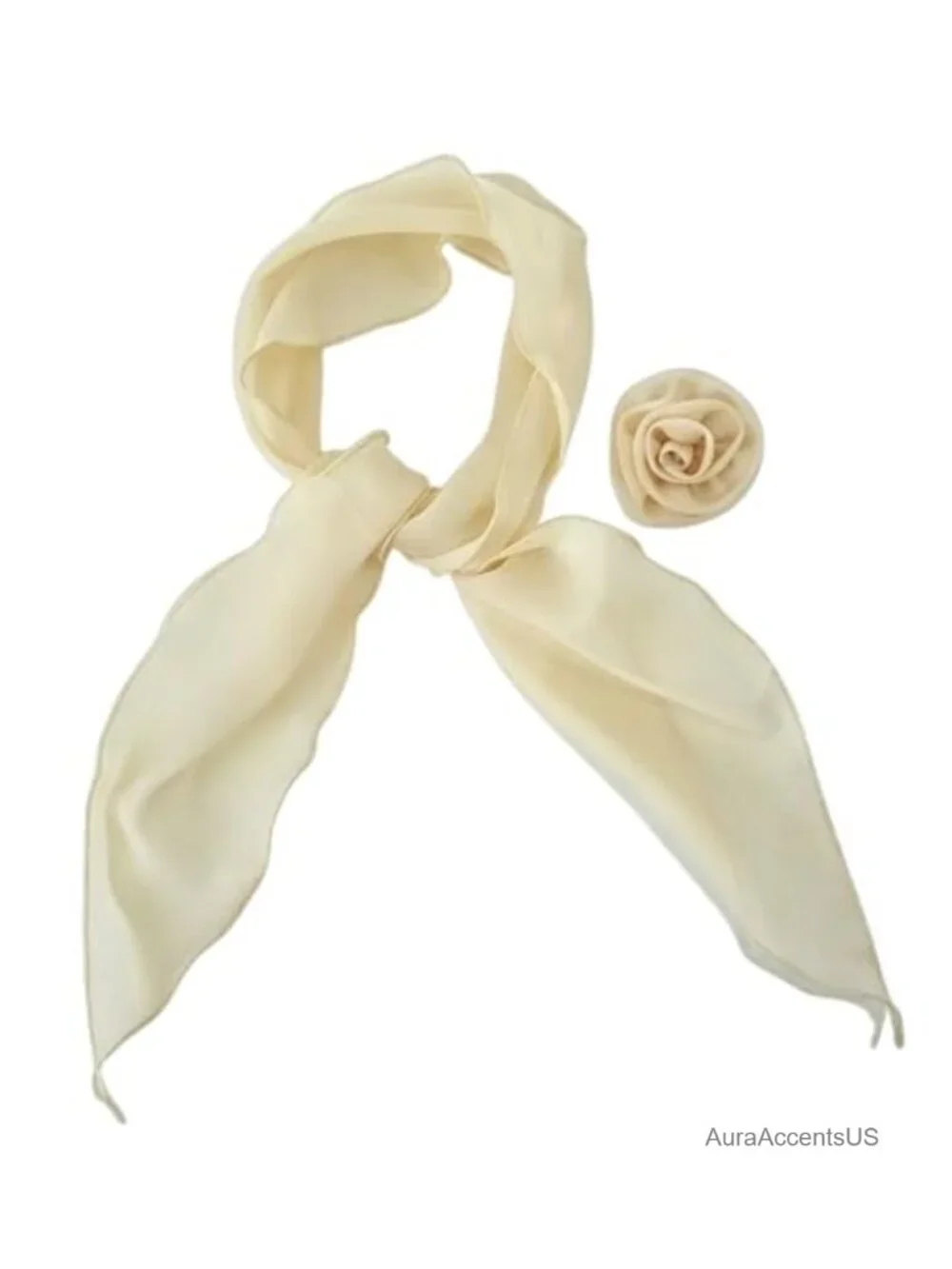 Detachable Rose Flower Chiffon Scarf - Elegant Long Fashion Scarf - Versatile
